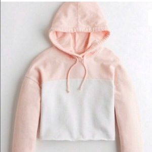 Hollister pink/white cropped Hoodie size S